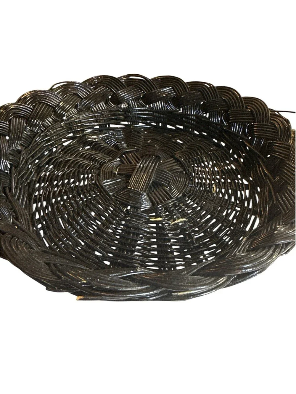 Pie/Fruit 2 Tiers Stand w/Wicker Baskets and Black Metal Stand 16